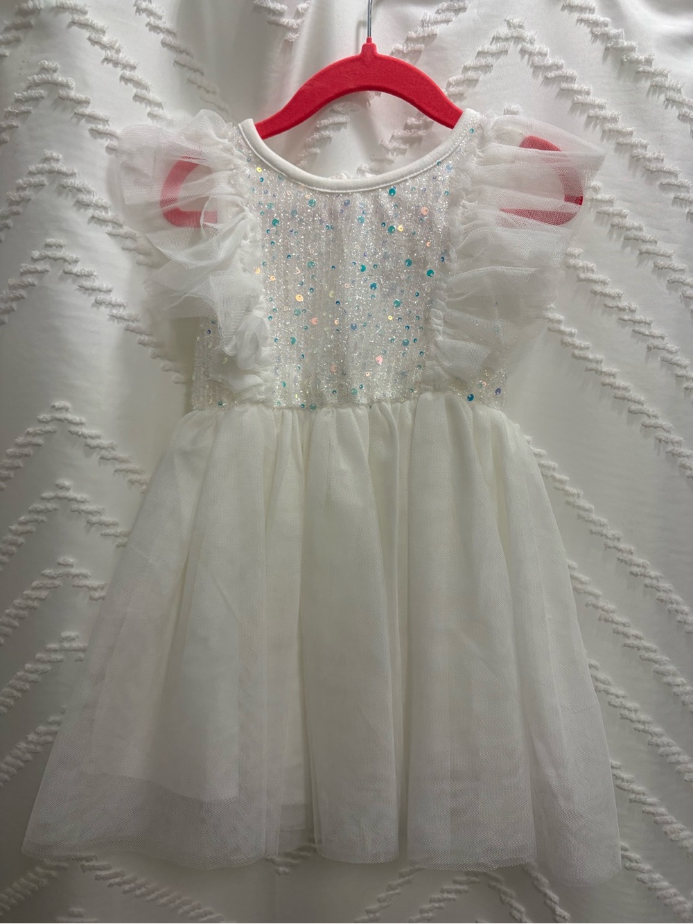 White Tulle Sequin Toddler Dress